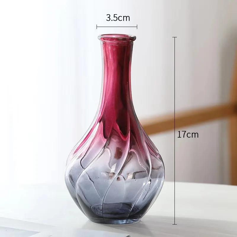 European Thread Vase Small Fresh Tabletop Inserted Colored Glass Household Decoration Vase Small Mouth Vase