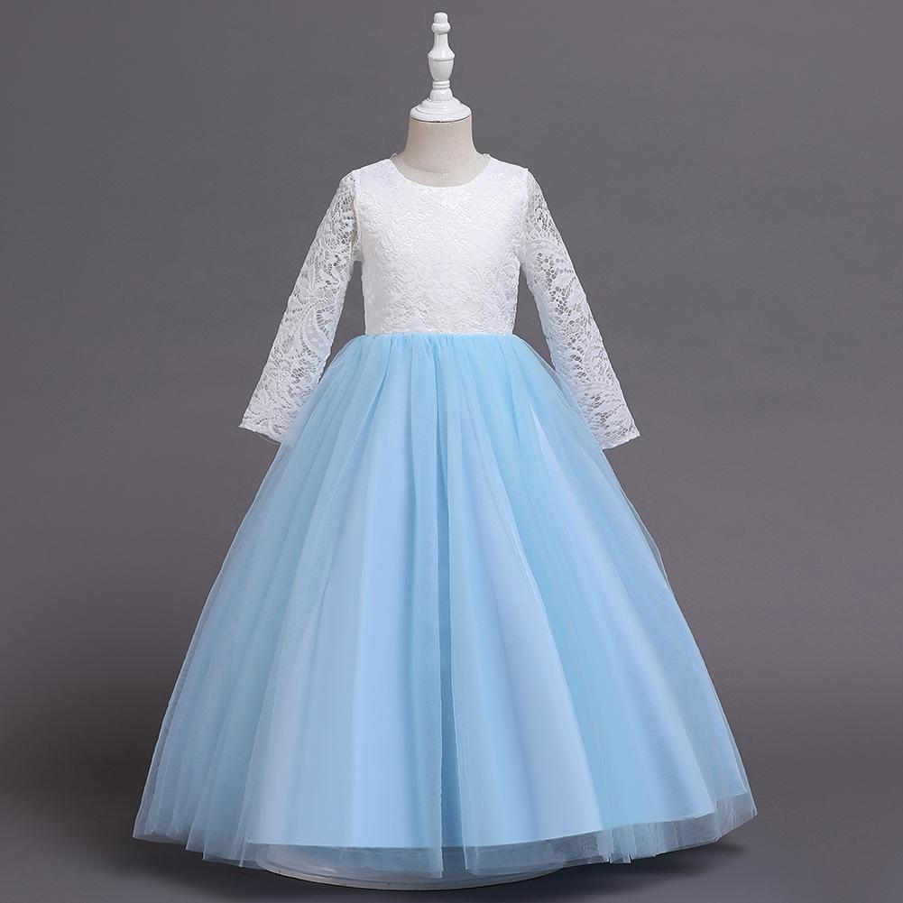 Middle-aged Children's Lace Princess Dress Long Skirt Girls Catwalk Sparkling Kids Birthday Dress Elegant Soft Party Dress Ball Gown for Girls
