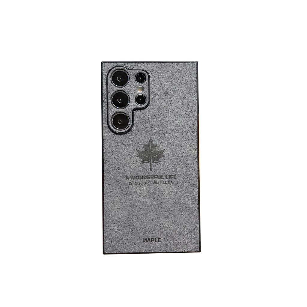 Suitable for Samsung S24Ultra Leather Maple Leaf Mobile Phone Case S23plus Leather Business S22u Anti Fall