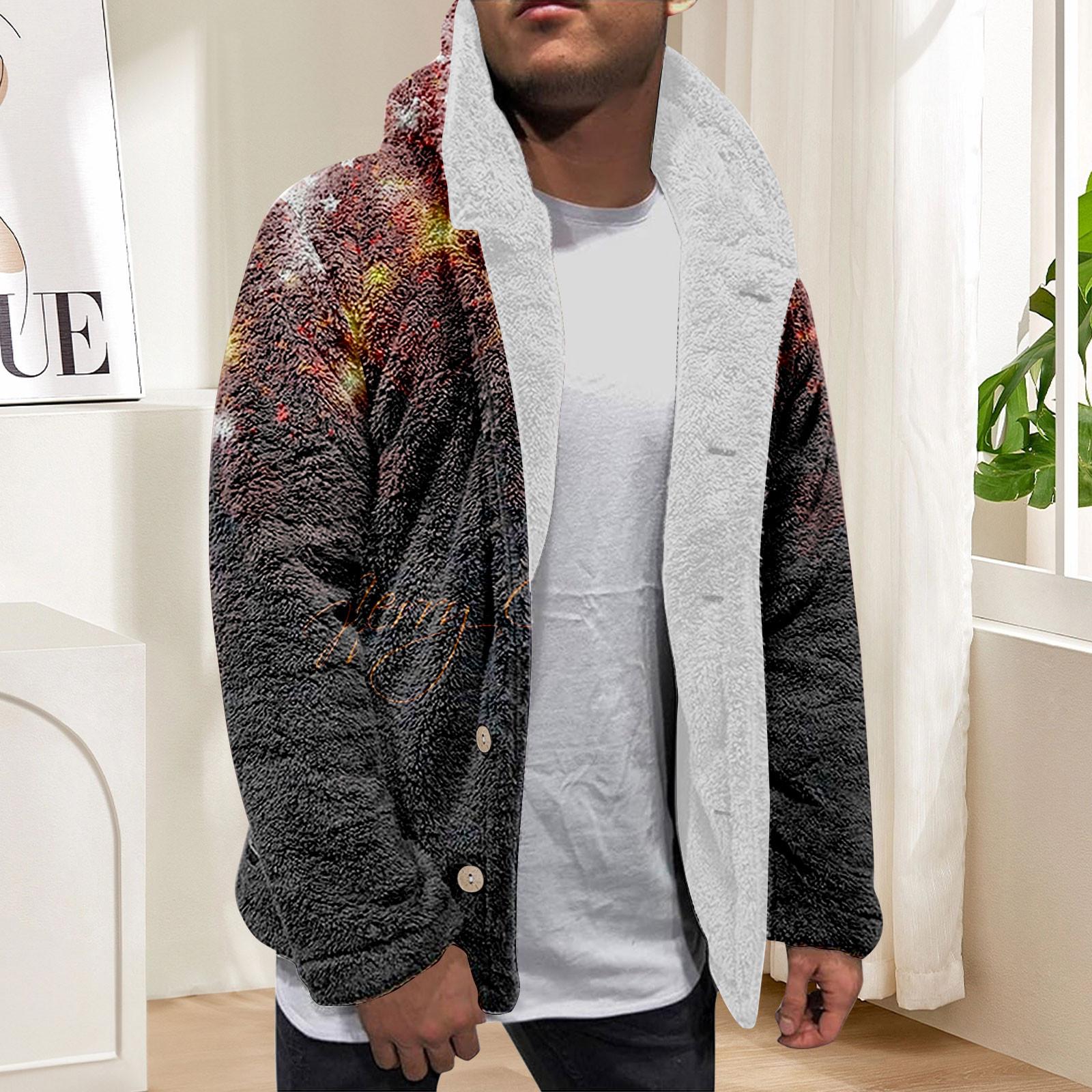 

Мужская зимняя флисовая толстовка с капюшоном на молнии с накладным карманом, повседневная куртка L