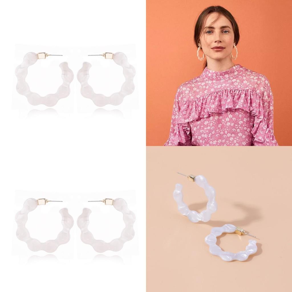 Fashionable U-shape White Alloy Earrings Trendy Modern Jewelry For Women