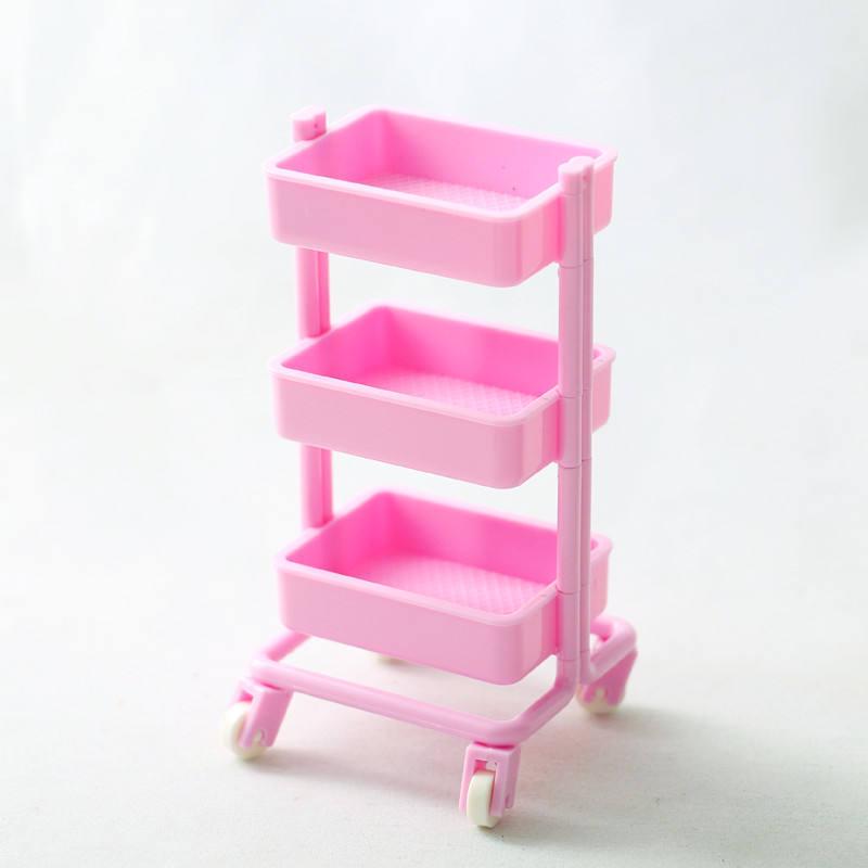 

1:12 Scale DIY Dollhouse Movable Handcart & Mini Shelf for BJD Miniature Scene розовый