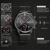 Megir Men Watches Mesh Stainless Steel Quartz Chronograph Watch Clock Relogio Masculino for Male Students Relogios