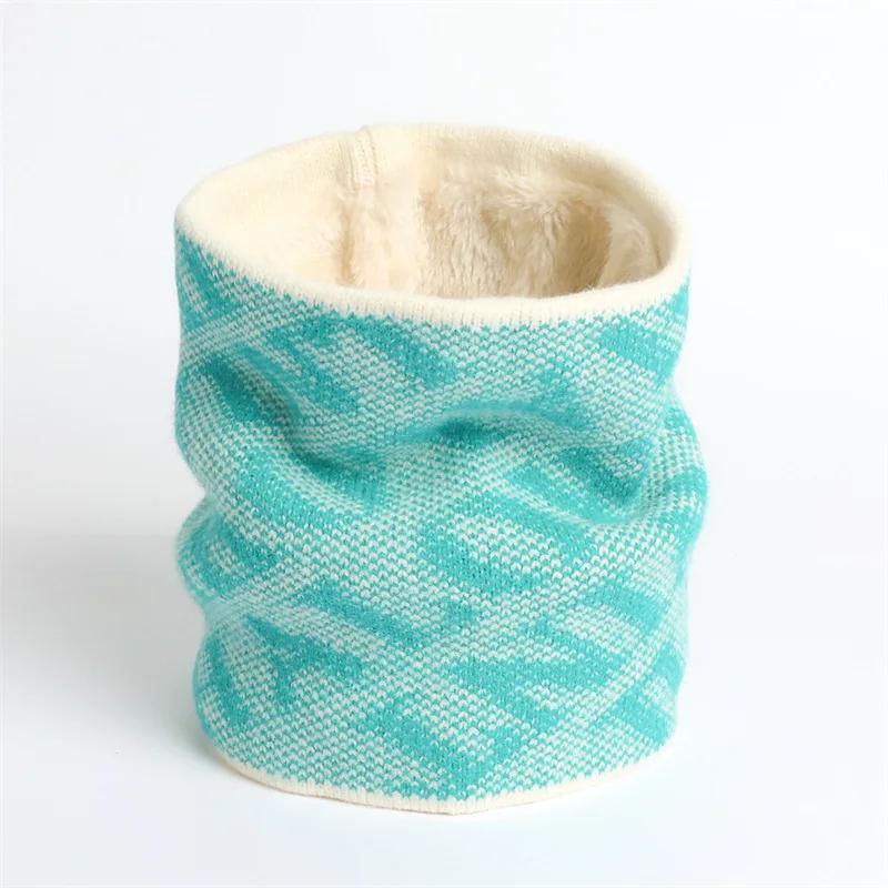 Thick Winter Warm Ring Neck Scarf Women Knitted Striped Collor Snood Neckerchief Outdoor Ski Full Mask Woolen Bufanda Muffler