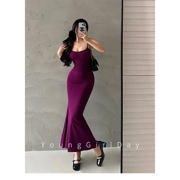 

Женское сексуальное фиолетовое облегающее платье с бретелями-спагетти и юбкой «рыбий хвост» Small
