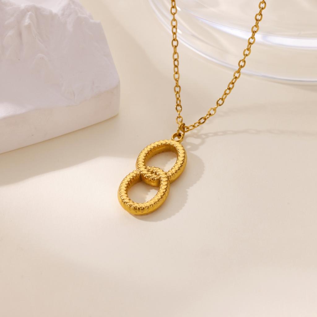 Stainless Steel Circle Necklace For Women Men 18k Gold Plated Geometric Pendant Necklace  Design Brand Jewelry