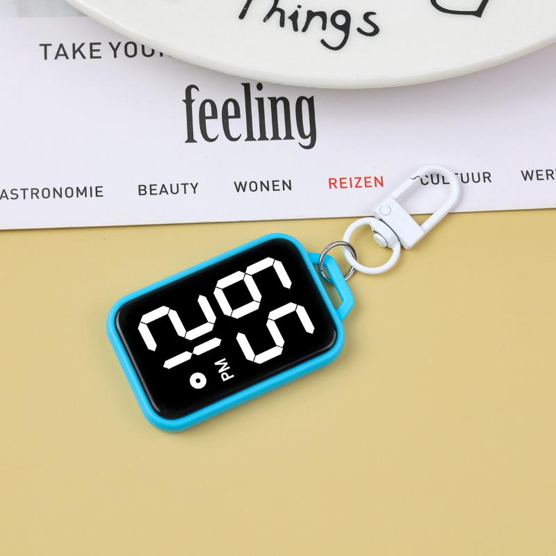 1Pc LED Keychain Pocket Watch Digital Display Electronic Watch For Youngster Student Backpacks Keys Pendant Timepiece Present