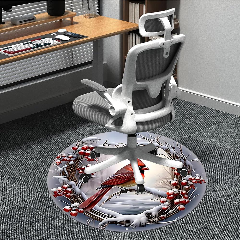 1pc Winter Wreath Chair Carpet for Office, Round Non Slip Durable Large Size Office Carpet, Suitable for Office