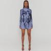 2024 Autumn/Winter Fashion: European & American Women's Slim Fit Long Sleeve Round Neck Dress with Print Design