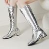 Women's Knee High Boots Winter Shoes 2024 Gold Silver Low Heeled Long Boot Ladies Party Footwear Shoes Large Size 45 Waterproof
