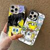 Cartoon Niedlich S-SpongeBob Anime Handyhülle Für IPhone 17 16 15 14 11 12 13 Pro Max Pro Plus Farbige Silberne Hülle
