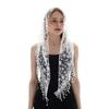 1Pc Women Lace Scarf for Church Tassel Triangle Scarf Sheer Floral Scarves Church Prayer Shawl