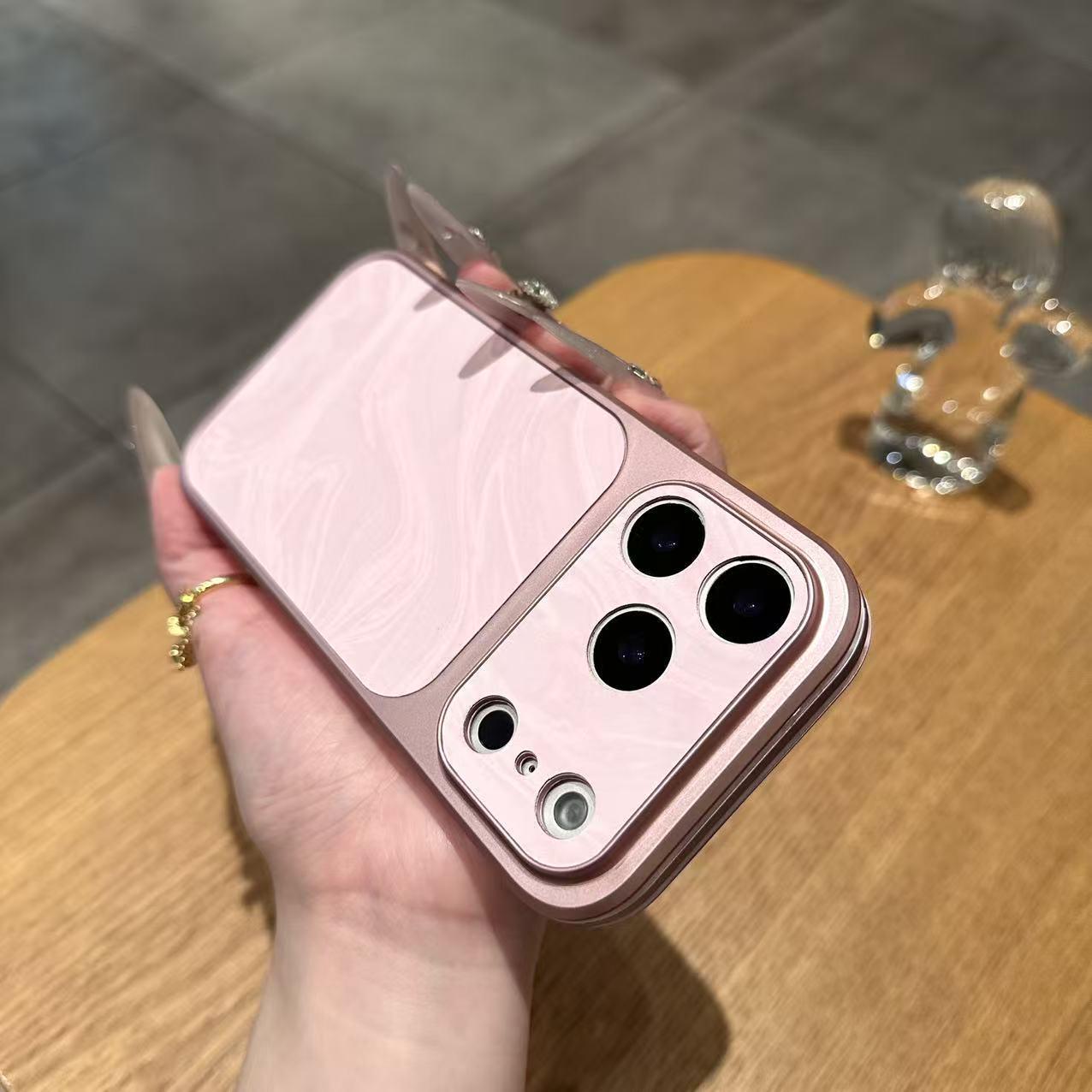 

iPhone 17 Pro Max Leather Texture Case with Snow Mountain, Velvet, and Water Ripple Patterns. iPhone 14 Pro Max розовый