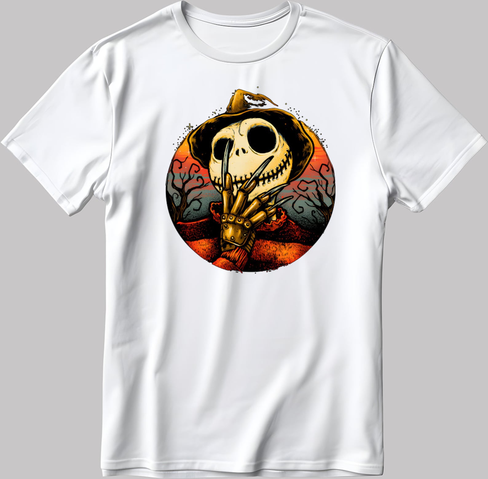 Jack Skellington Poster Short Sleeve White-Black Men s / Women s T-Shirt N588 S