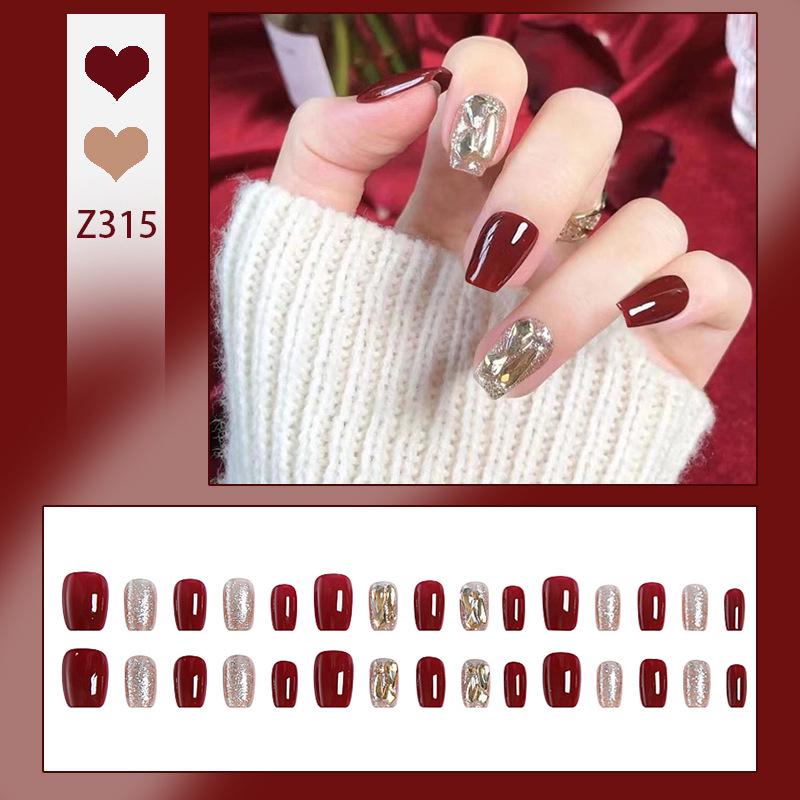 

Высококлассный ретро красный нейл-арт: Осень/Зима Отбеливающие наклейки для ногтей и накладные ногти Glue Version