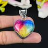 Rainbow Solar Quartz Gemstone Handmade 925 Steling Silver Pendant 2.17" KG-330