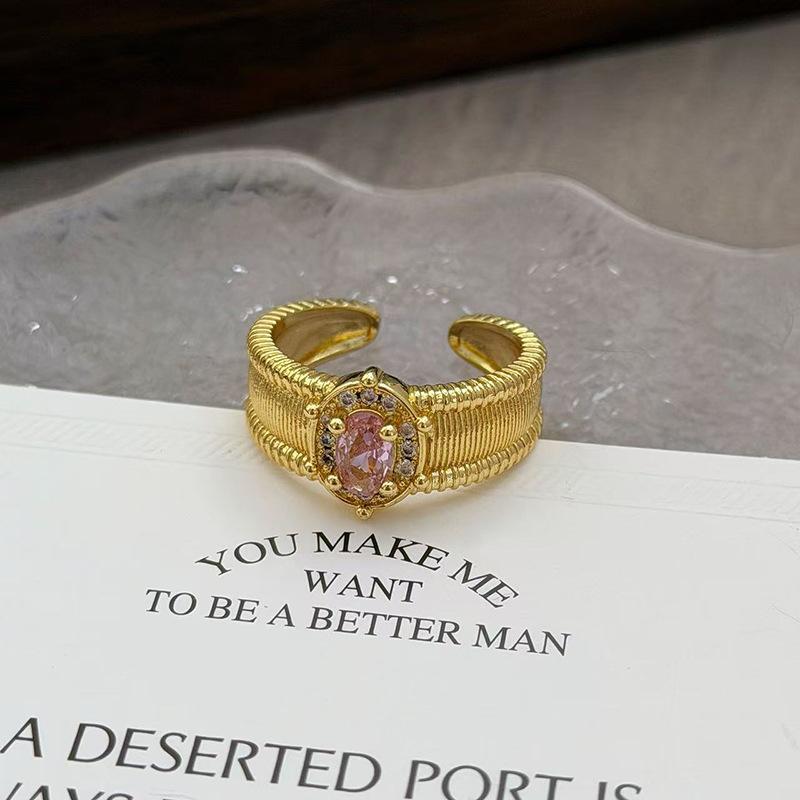 

Середньовічний Вінтажний Французький Кольоровий Скарб Циркон Легка Розкіш Високий Клас Відкритий Перстень Нішевий Дизайн Перстень Жіночий Adjustable opening