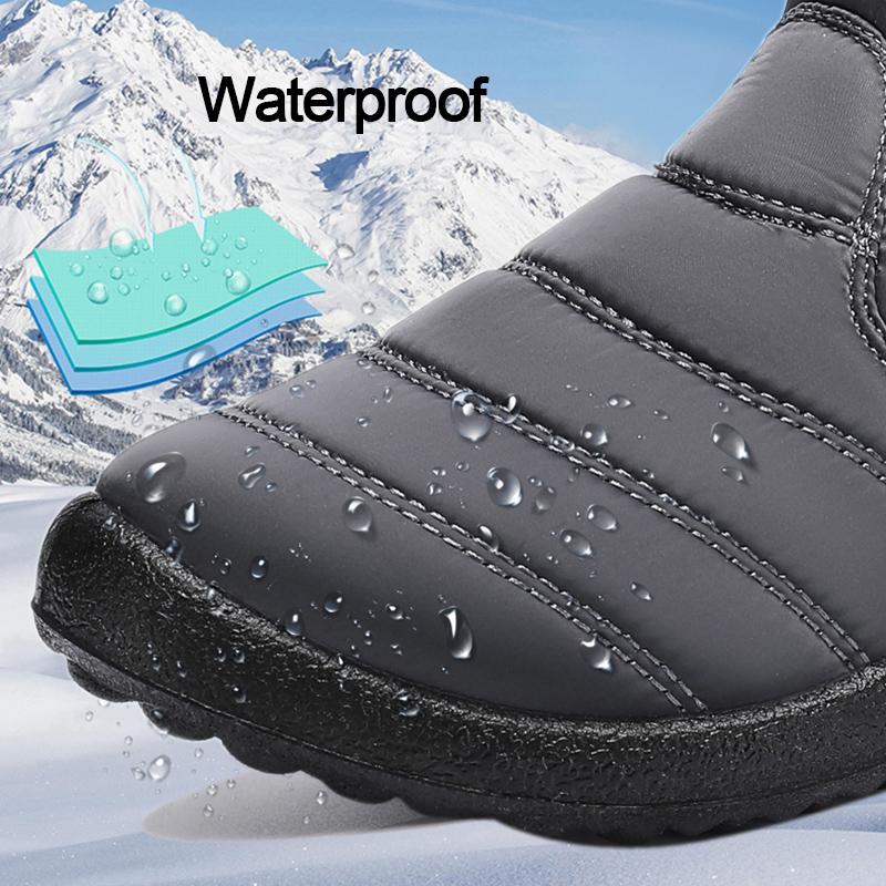 Fashion New Winter Warm Women's Snow Boots with Side Zipper Non Slip Waterproof Ankle Boots Woman Plus Size Faux Fur Lined Cotton Shoes