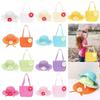 2Pcs/Set Flower Design Straw Hat Beach Bag Set Wide Brim Sun-protective Hat  Kids Summer Holiday