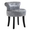 Dressing Table Stool with Rubber Wood Legs, Ice Velvet Vanity Stool for Living Room Bedroom, Grey