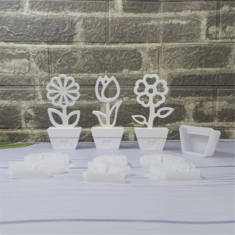 Silicone Mold for Crafting Unique Floral Decorations Flower and Flower Pot Base Sculpture Candle Making Casting Mould