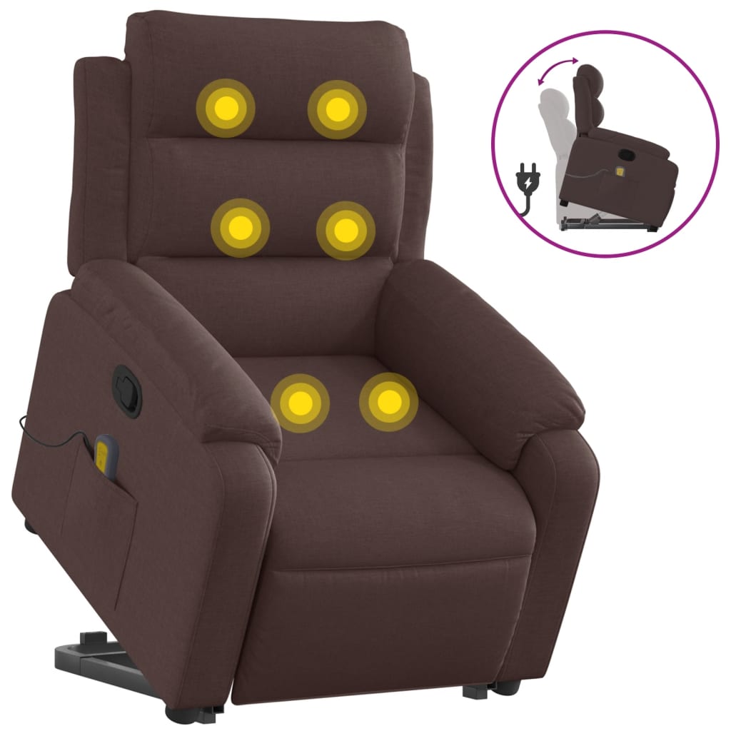 Recliner Chair with Lift Assistance Dark Brown Fabric