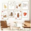 Bear Deer Pine Tree Elephant Fox Strawberry Wall Art Canvas Painting Nordic Poster and Prints Wall Pictures Baby Kids Room Decor