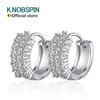 KNOBSPIN GRA Certified Moissanite Hoop Earrings for Women S925 Silver Wedding Huggie Earrings Party Jewelry