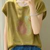 Bamboo Joint Cotton Short-sleeved T-shirt Women Round Neck Fashionable Versatile Small Shirt Bat Sleeve Top Thin Style