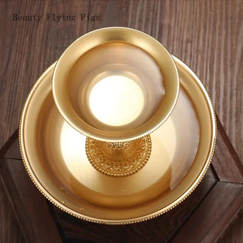 1 Satz Handwerkskunst Reines Kupfer Tibetische Acht Glückssymbole Tasse Handgeschnitzt Buddha Hall Dekoration Heimopfergaben Ornamente