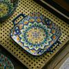 Square Dinner Plate Colorful Salad Dish Household Fruit Plate  Microwave