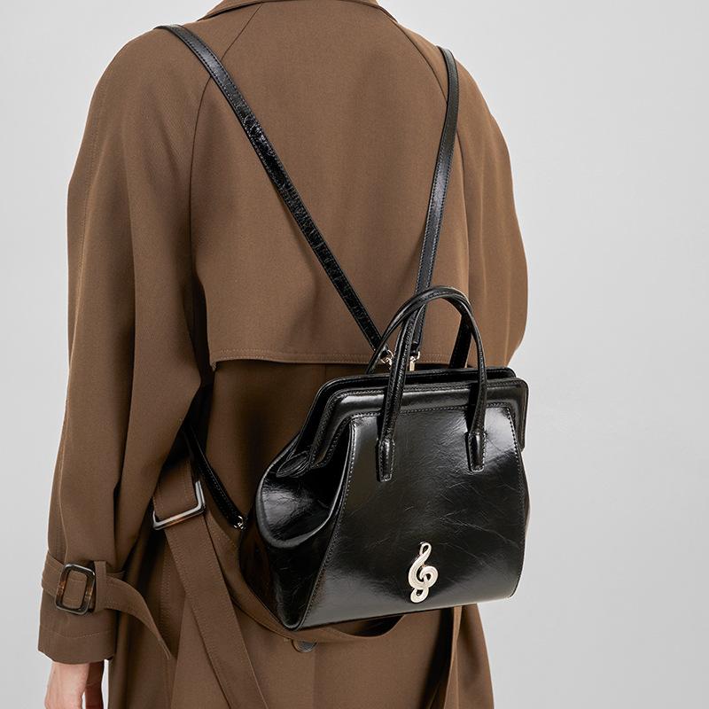 New niche high-end cowhide backpack women's small bag fashion commuter backpack leather handbag