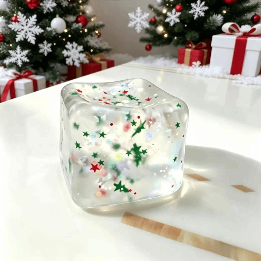 with Sequins Christmas Maltose Stress Relief Ice Cubes Ice Blocks Fidget Squeeze Toy Adults