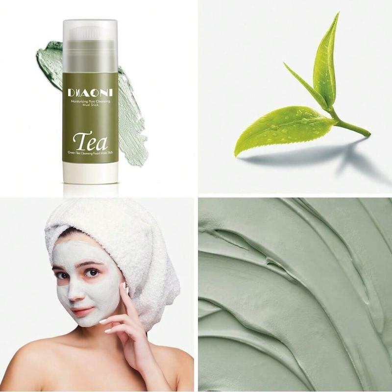 1Pc 20g Green Tea Mud Solid Facial Mask Stick Oil Control Deeply Clean Pores And Acne Smear Facial Mask