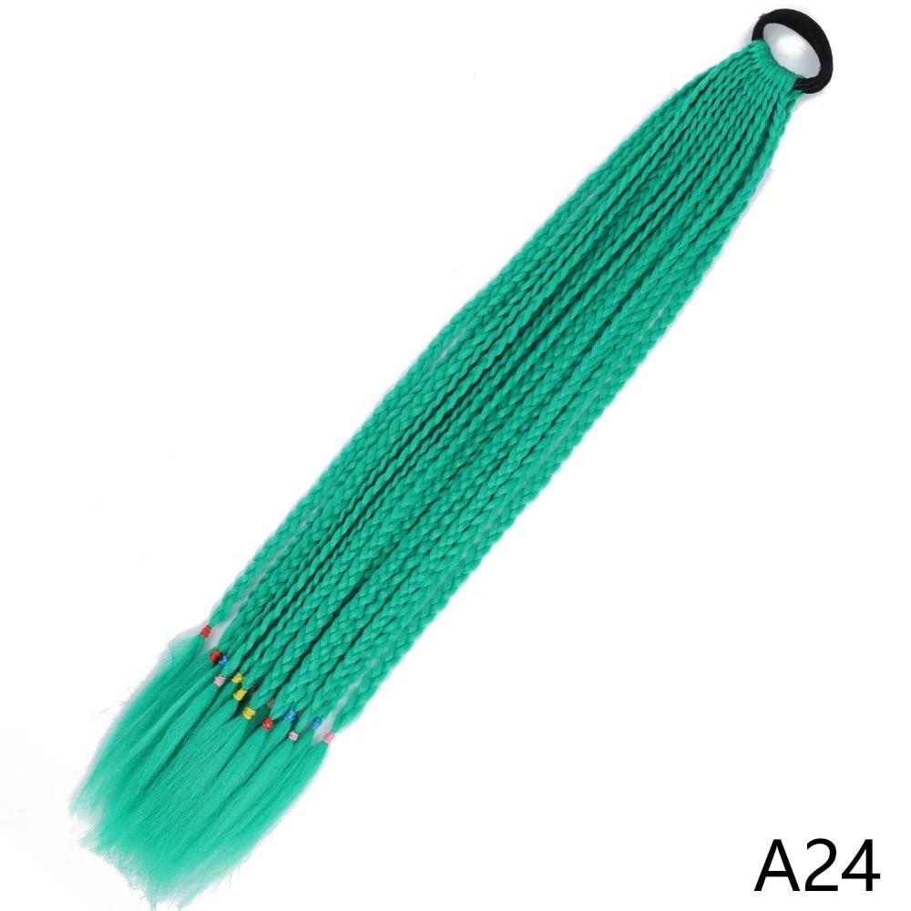 Synthetic Long Wig Colored Braided Ponytail Hair Extension Elastic Rubber Band Braiding Ponytail Hair Extensions For Girls