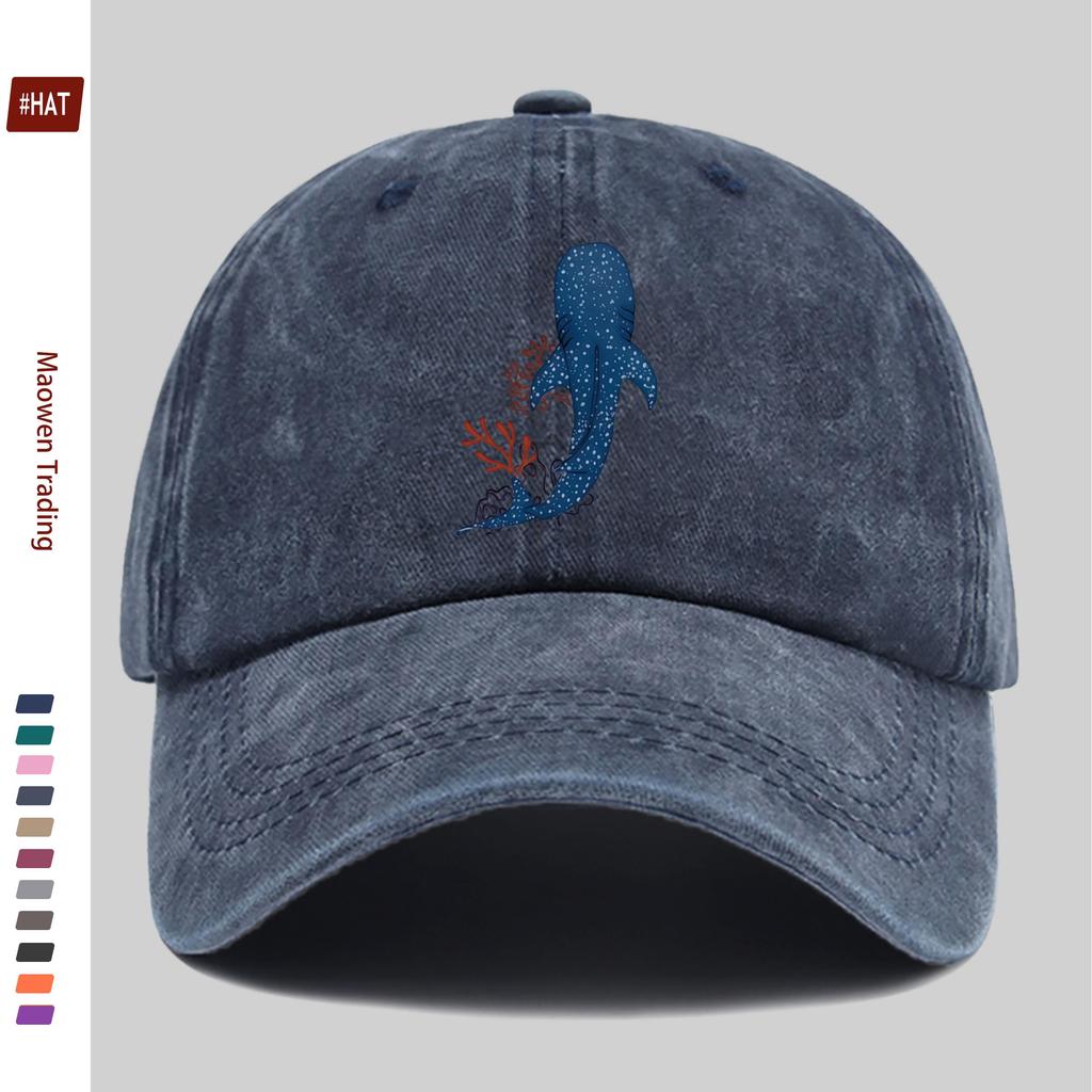 pc Cartoon Whale Shark Minimalist Print Baseball Cap Ocean Animal Print Sun Hat Comfortable And Lightweight Trucker Decorative