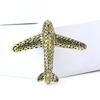 Stylish Rhinestone Aircraft Brooches for Women Enamel Transportation Pins Event Funny Luxury Gifts New Year Friends Decoration