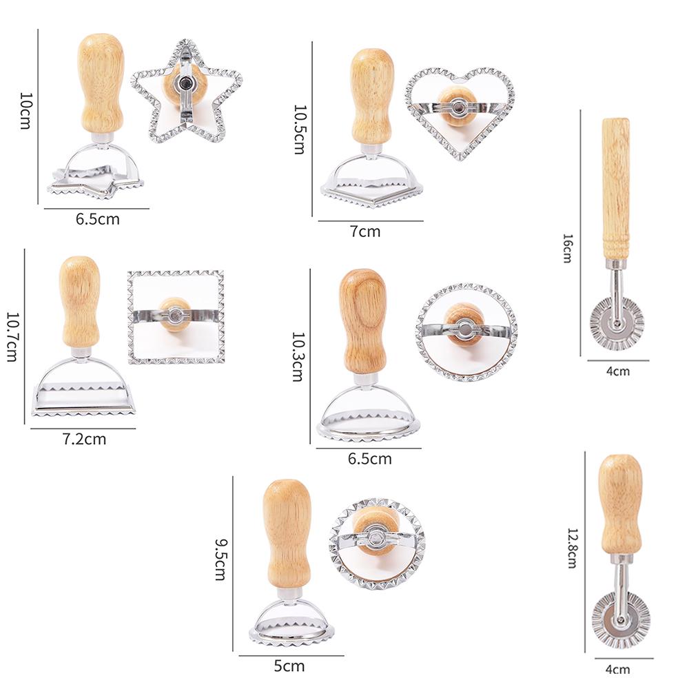 Cutter Stamp Set - Press Stamp with Reading Dough Cutter and Wooden Handle for Ravioli Maker Pasta Cutter Pasta