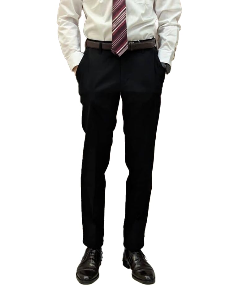 

black [Aoki] Raku-Q Pants, pre-hemmed, adjustable, washable, stretchy, no-tuck slacks, business, casual, men s, (25SLWPT11)