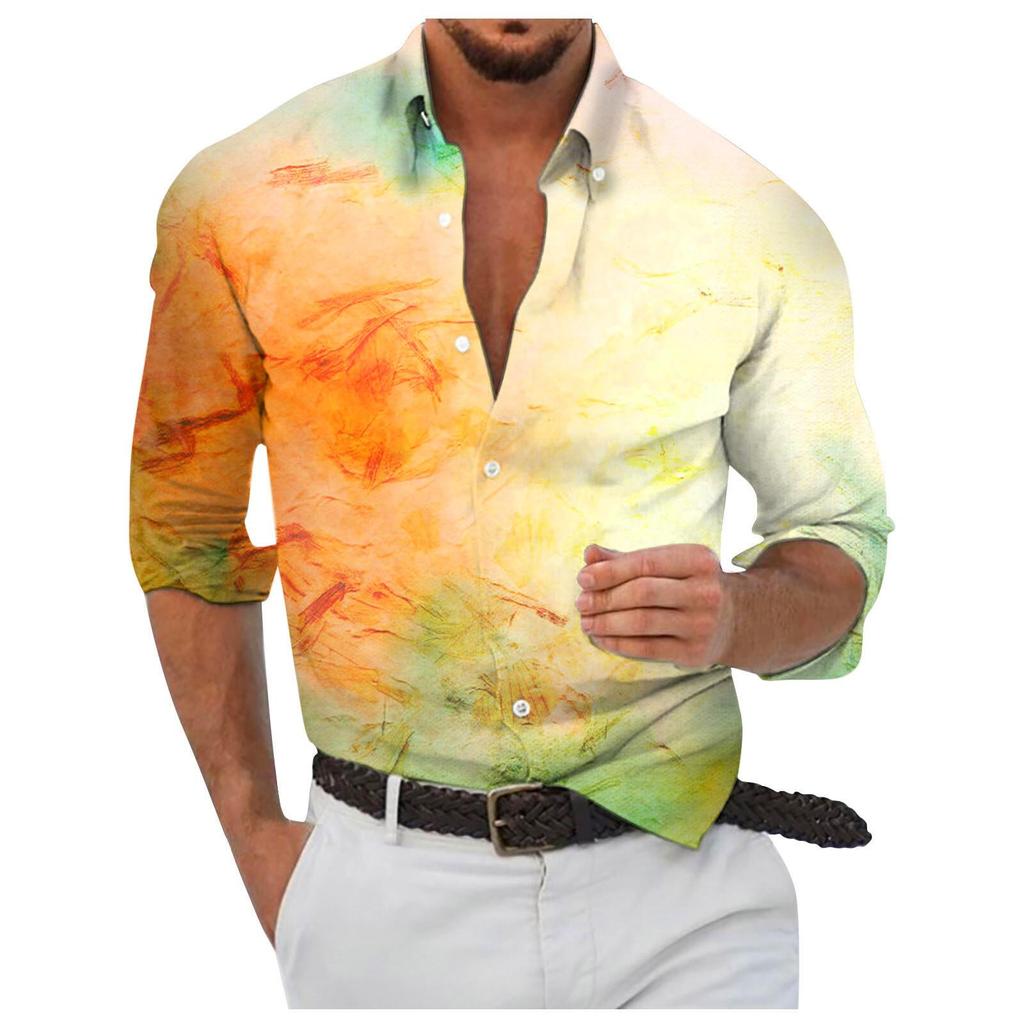 Designer Spring Summer Men's Casual  3D  Halloween Printing Hawaii Shirt Blouse Long Sleeve Shirts