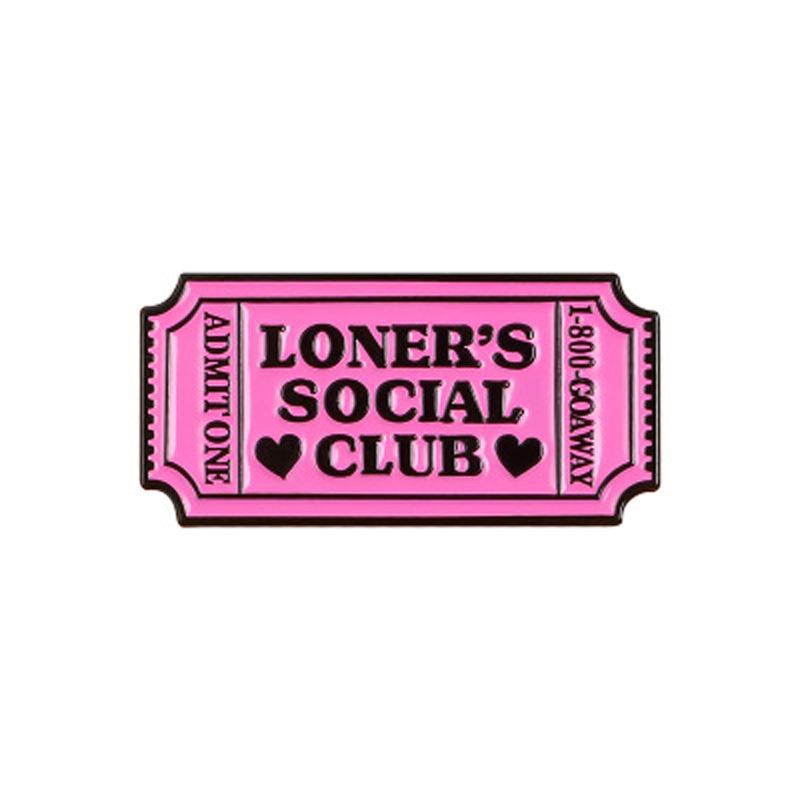 Stylish Loner s Social Club Pink Ticket Brooch: A Creative Badge for Happiness