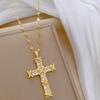 Contemporary Crucifix Shaped Necklace Crystal Embellishments Hypoallergenically Titanium Alloy Jewelry Gift
