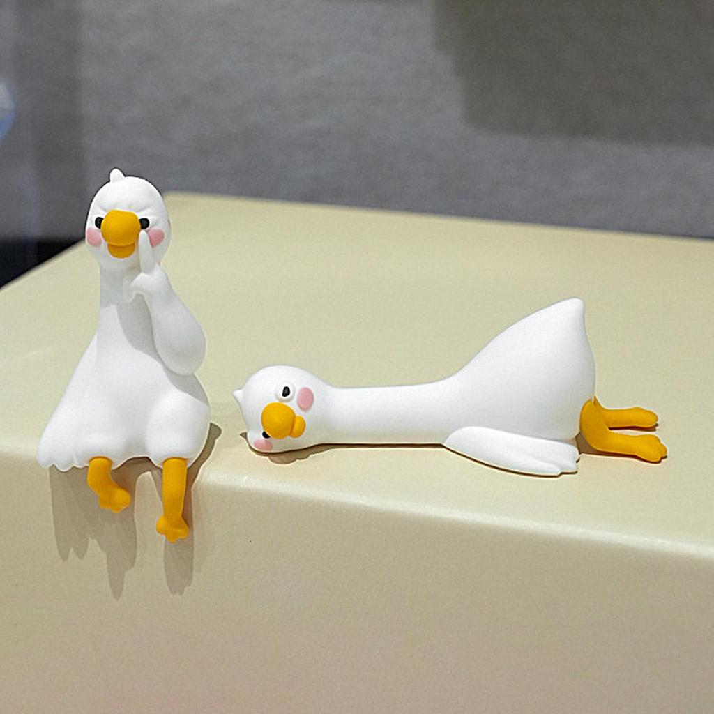 Computer Monitor Decor Figurines 4 Piece Geese Picture Frame Animal Sculpture for Home Office Study Workplace Shelf Display