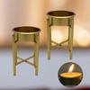 2 Iron Tea Light Candle Holders, Standing Mini Candlestick, 7.5cm Tall, Decorative Ornament for