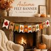 Autumn Home Décor Hanging Flag with Pumpkin, Acorn, and Leaves - Thanksgiving Felt Garland