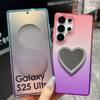For Samsung Galaxy S25 Ultra Case Glitter Dual Color PC+TPU Clear Phone Cover with Heart-Shape Mirror