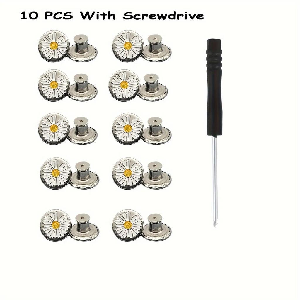 10 szt. Metalowe guziki do dżinsów 17mm wymiana bez śruby do szycia guziki zestaw naprawczy bezgwoździowe zdejmowane klamry do dżinsów odzież spodnie szpilki