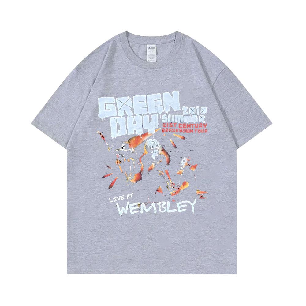 Rare Punk Band Green Day Live At Membley T-shirts Men Women Vintage Gothic Rock Tshirt Men's Cotton Casual Oversized T Shirts