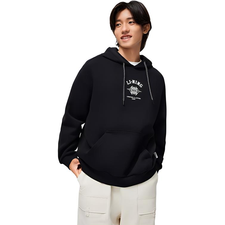 Li Ning Chinese Culture Series Letter Pullover Sweatshirt Herren Sweatshirt Schwarz AWDT377-2