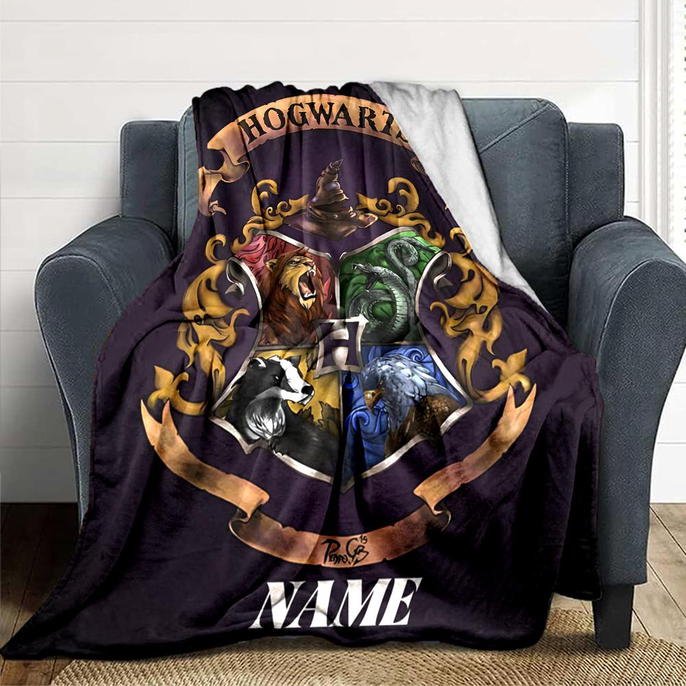Custom Name Hufflepuff Pride Crest blanket for Couch & Bed, Plush Cozy Fuzzy Blanket Super Soft & Warm Blankets for Fall and Winter. 090875